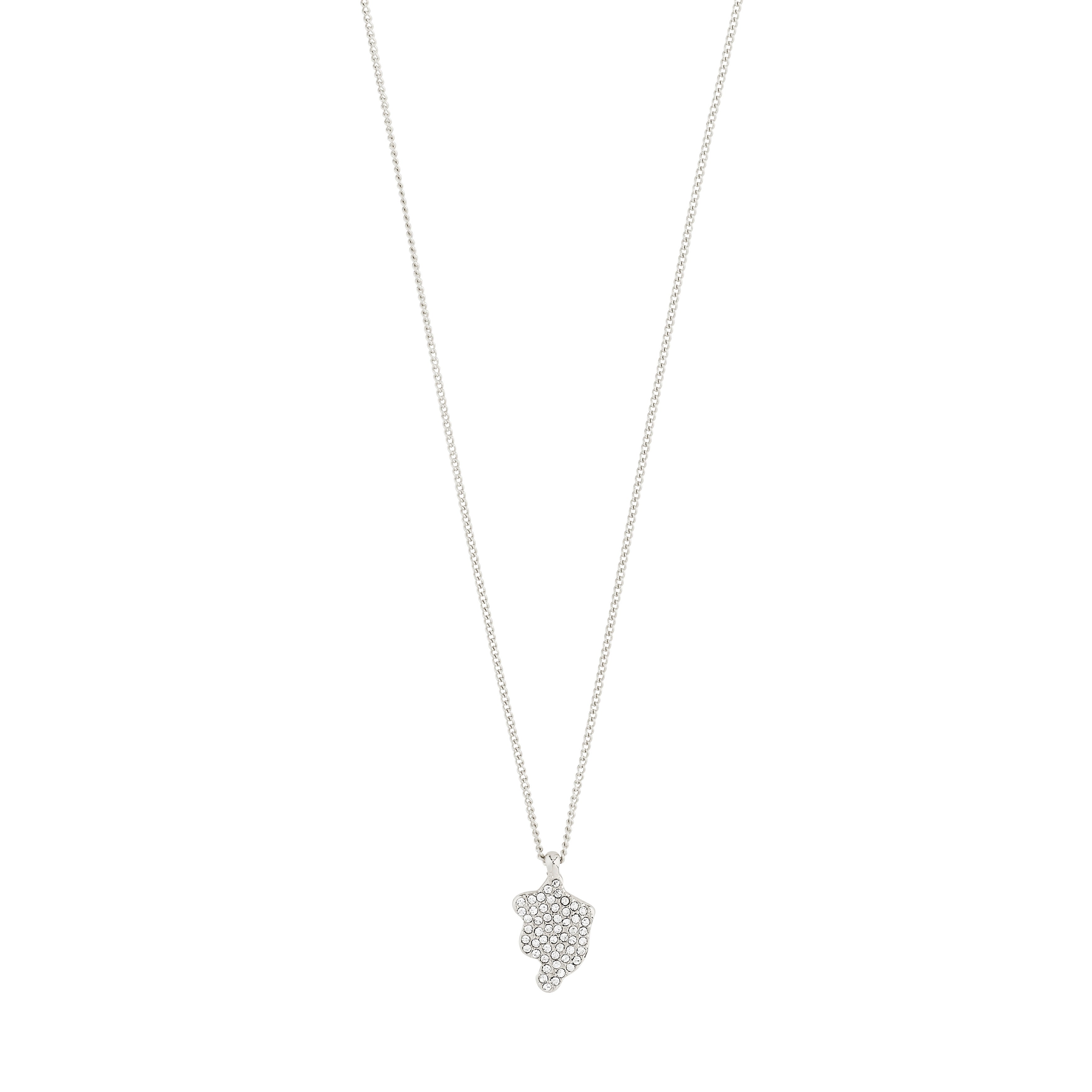 CONNECT crystal necklace silver-plated, featuring a slender chain with an organic-shaped pendant adorned with sparkling Preciosa crystals, perfect for adding elegance to everyday styles.