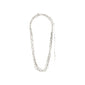 Silver-plated CONNECT necklace by Pilgrim, featuring five layered chains with twisted melon seed links for a textured, sparkling effect.