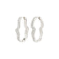 CONNECT crystal earrings silver-plated, oval hoops with organic wavy design, studded with Preciosa crystals. Made from 98% recycled material, featuring a convenient click clasp.