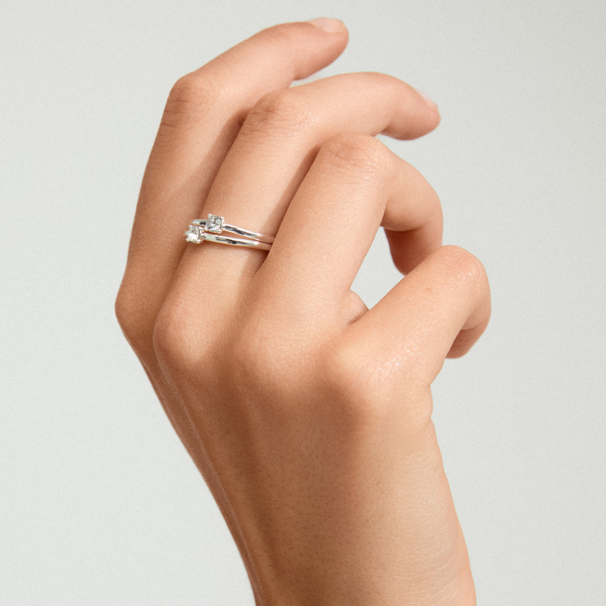 SKY ringe, 2-i-ét sæt, sølvbelagt
