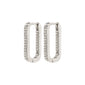 PHASE oval hoops silver-plated, featuring two rows of sparkling stones, offer effortless elegance with a convenient click clasp, crafted from 93% recycled material.