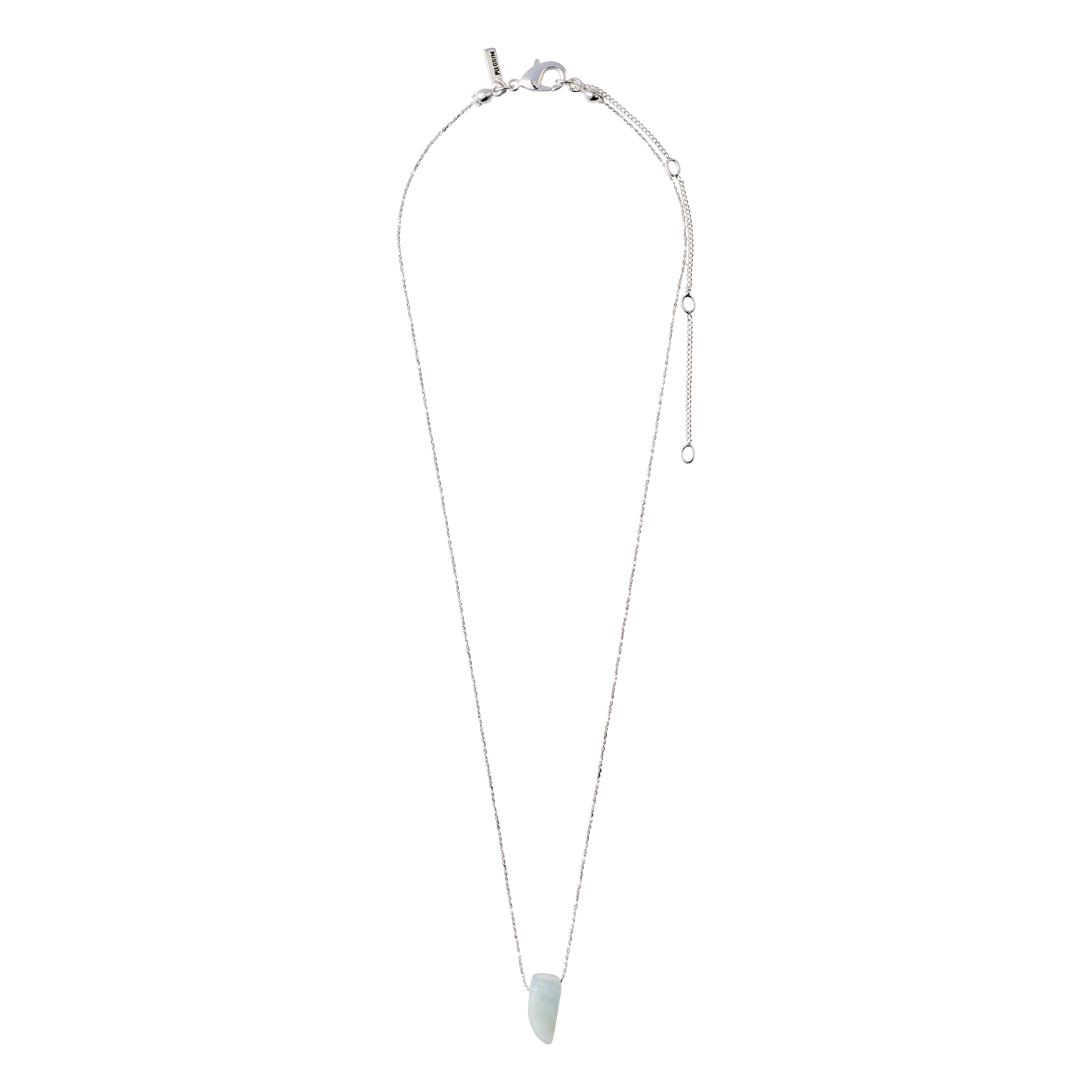 CHAKRA Amazonite necklace silver-plated featuring a green amazonite stone pendant on a silver chain with extension, enhancing communication and confidence.