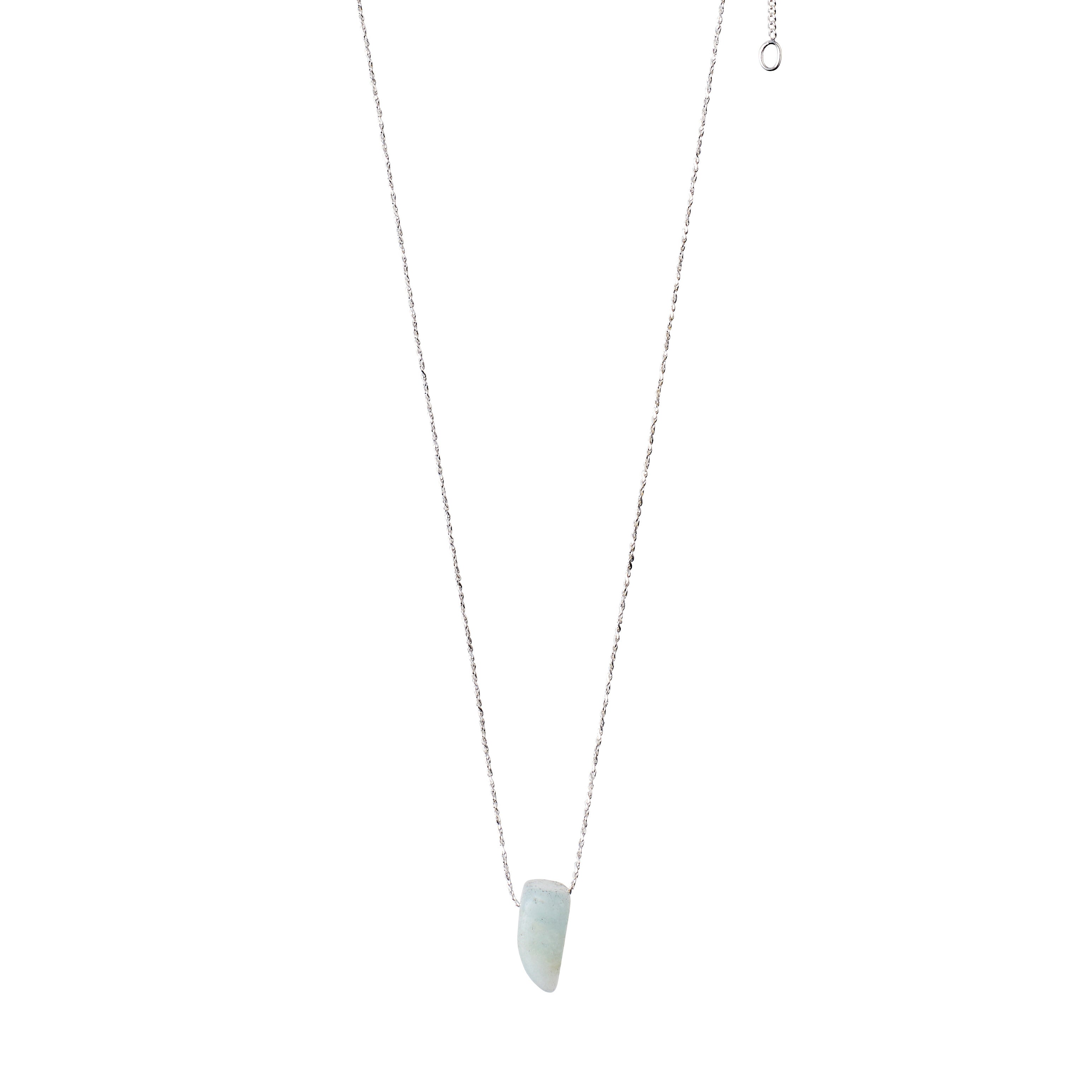 CHAKRA Amazonite necklace silver-plated, featuring a green amazonite stone pendant on a long silver chain, designed to enhance communication and confidence.