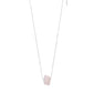 CHAKRA Rose Quartz necklace, silver-plated, featuring a heart chakra rose quartz pendant on a 40 cm chain with a 9 cm extension.