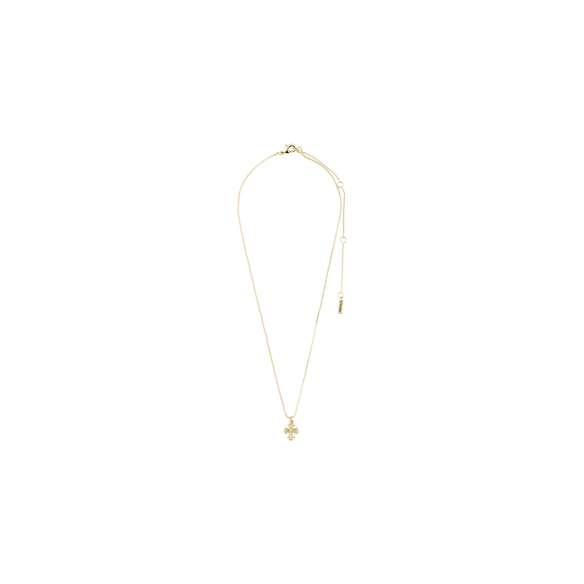 DAGMAR mini pendant necklace gold-plated; features a delicate gold-plated chain with a mini Dagmar Cross, symbolizing Danish heritage and elegance.