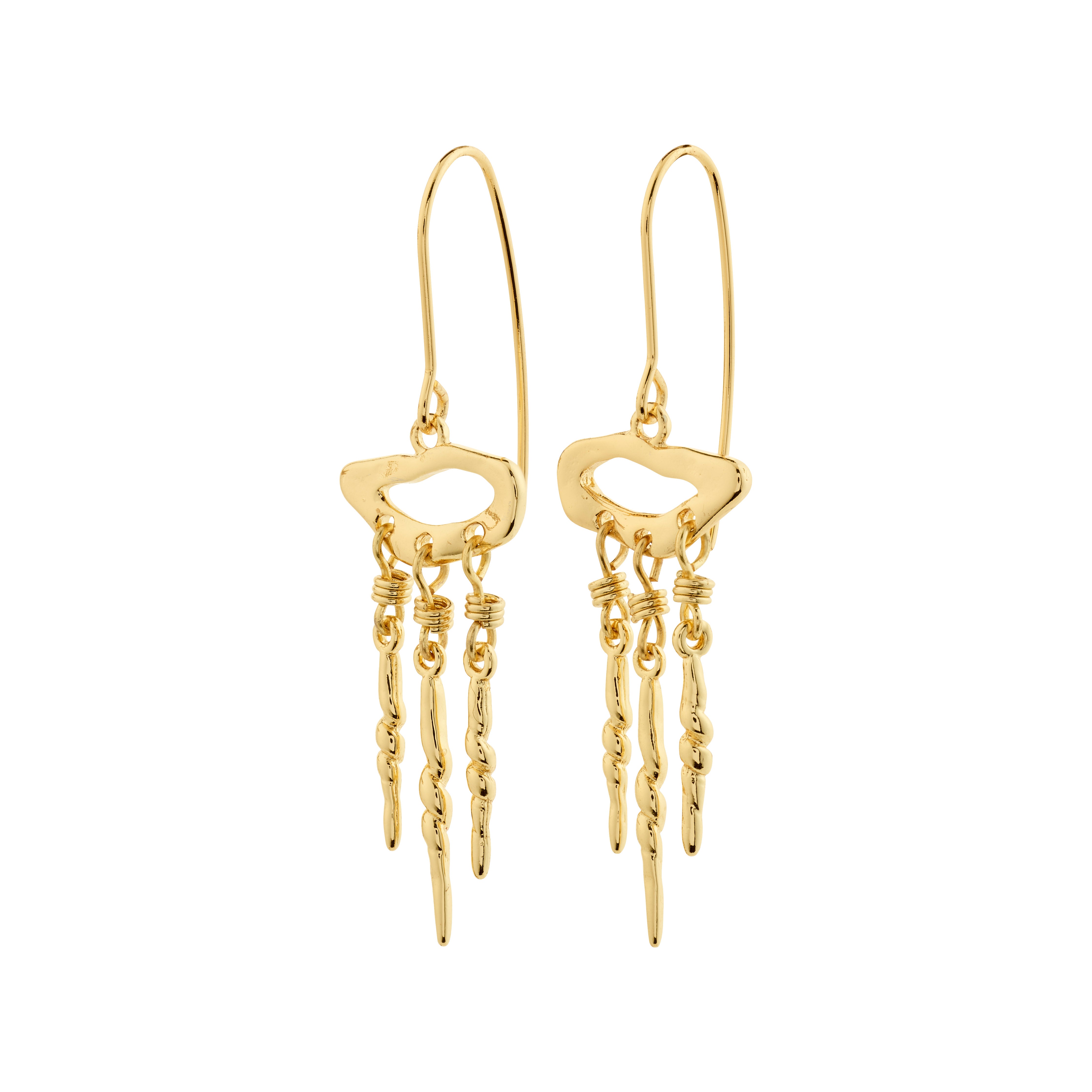 Gold-plated BREEZE earrings with a lively, fluid design inspired by dream catchers, adding movement and summery charm to your look.