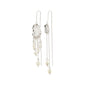BREEZE chain earrings silver-plated with asymmetrical chains and freshwater pearls, capturing boho-chic style by Pilgrim. Ideal for summer adventures.
