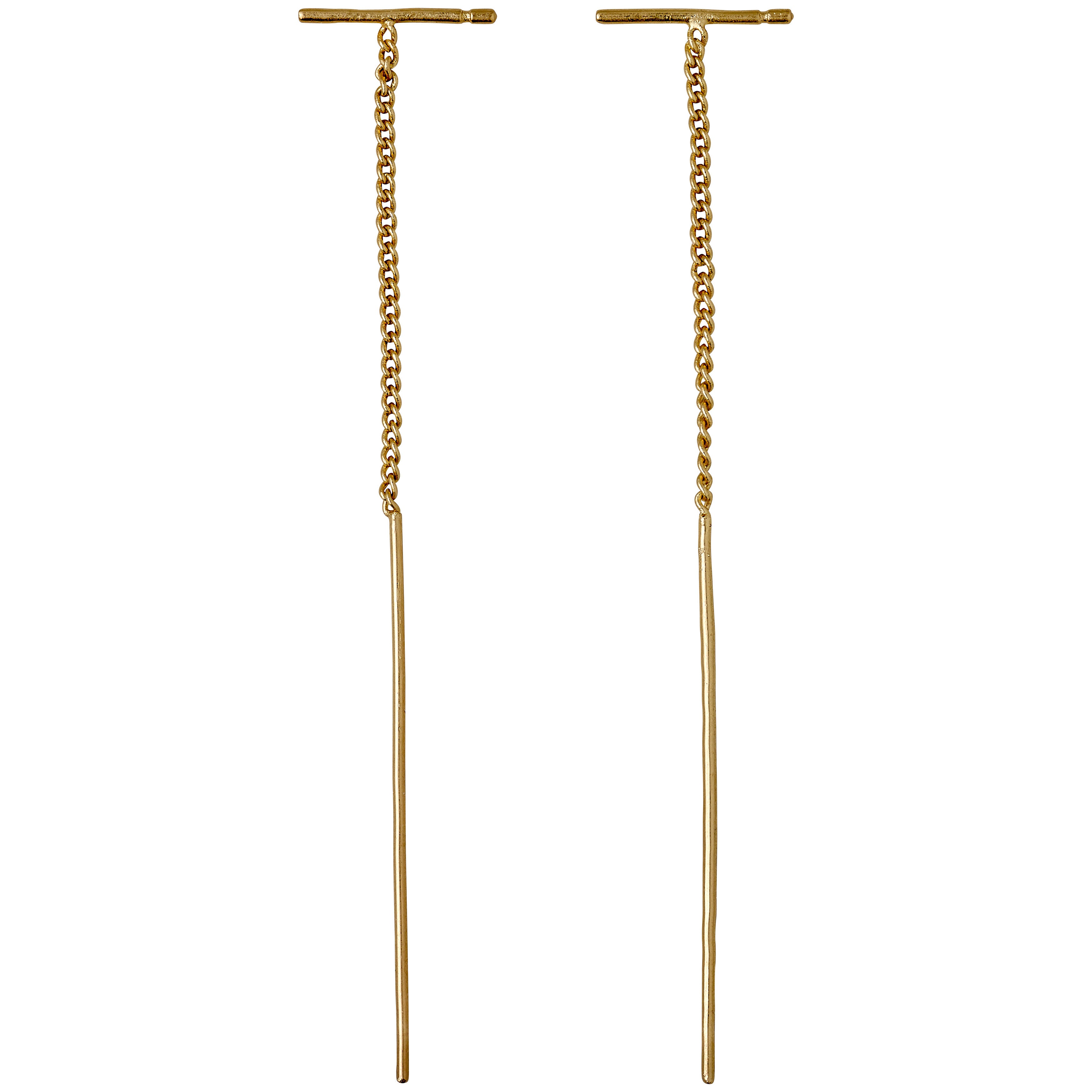 BRIELLE earrings gold-plated feature minimalist transverse bars and delicate chains, offering versatile style for a sophisticated and personal expression.