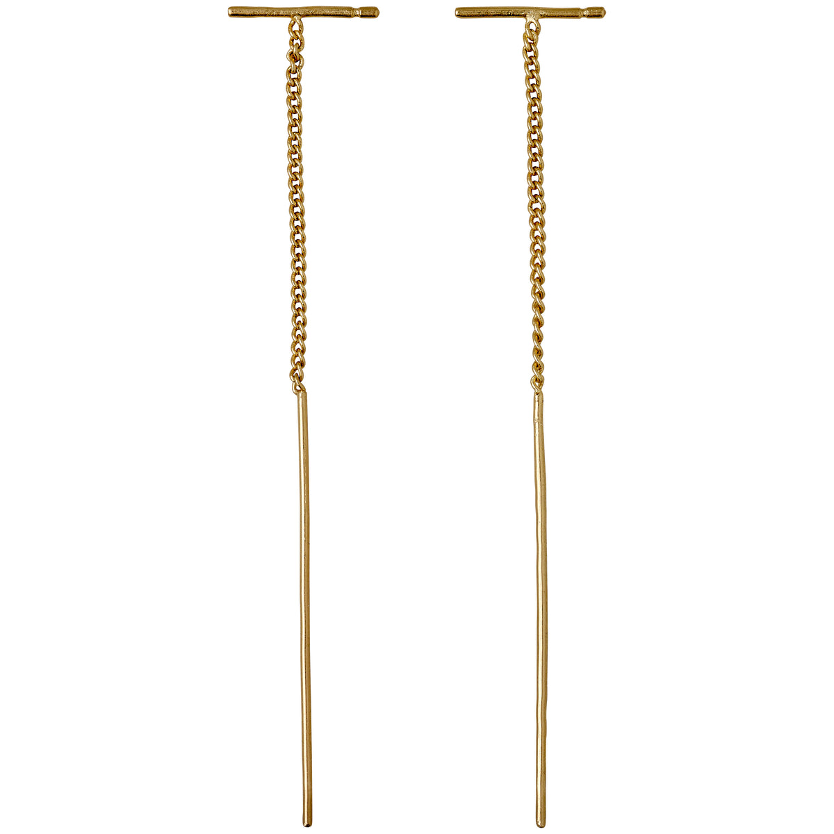 BRIELLE earrings gold-plated feature minimalist transverse bars and delicate chains, offering versatile style for a sophisticated and personal expression.