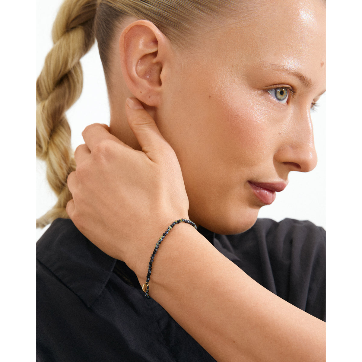 INDIE bracelet grey, gold-plated