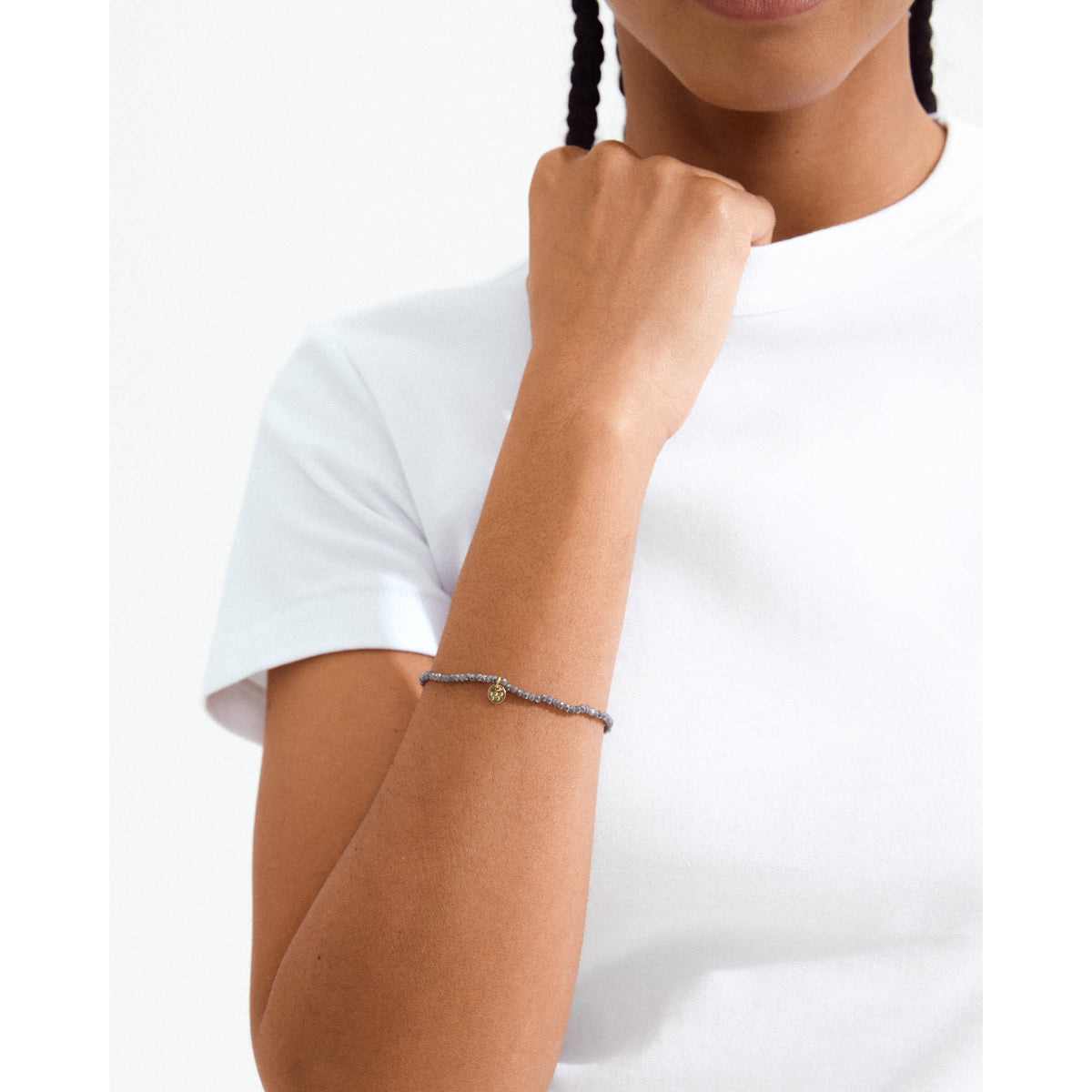 INDIE bracelet grey, gold-plated