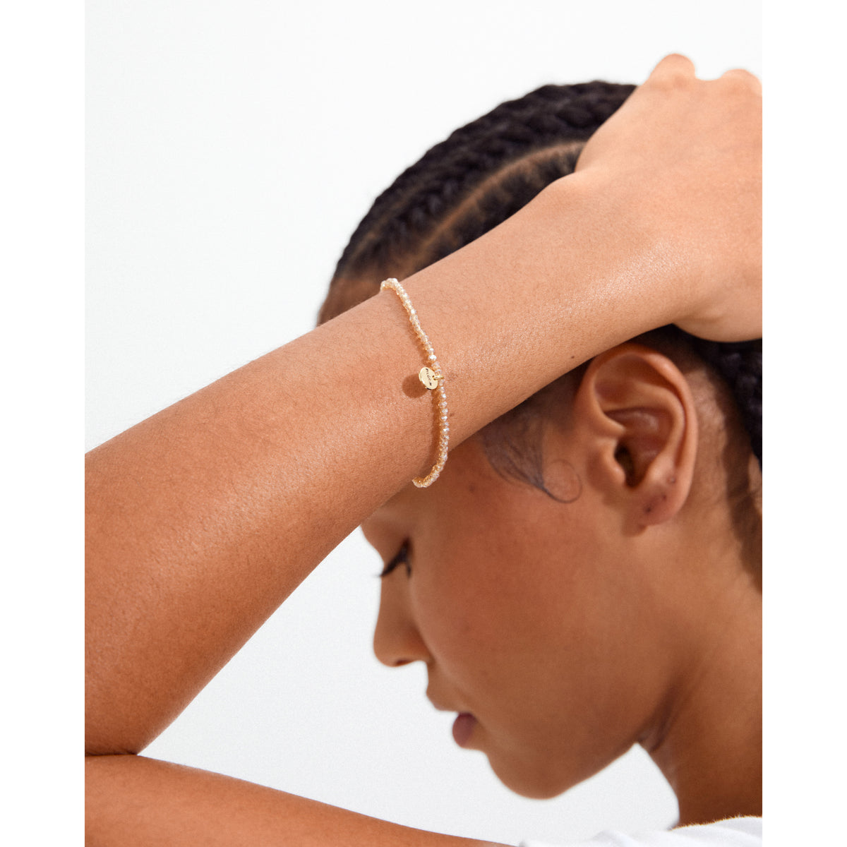 INDIE armband persikofärgat, guldpläterat