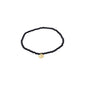 INDIE bracelet black, gold-plated: Black beaded bracelet with a gold pendant, featuring faceted glass beads and a discreet Pilgrim logo, crafted for versatile style.