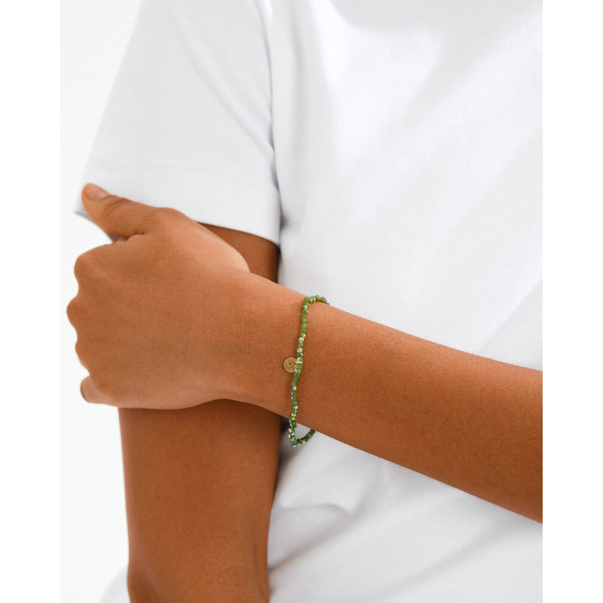 INDIE bracelet green, gold-plated