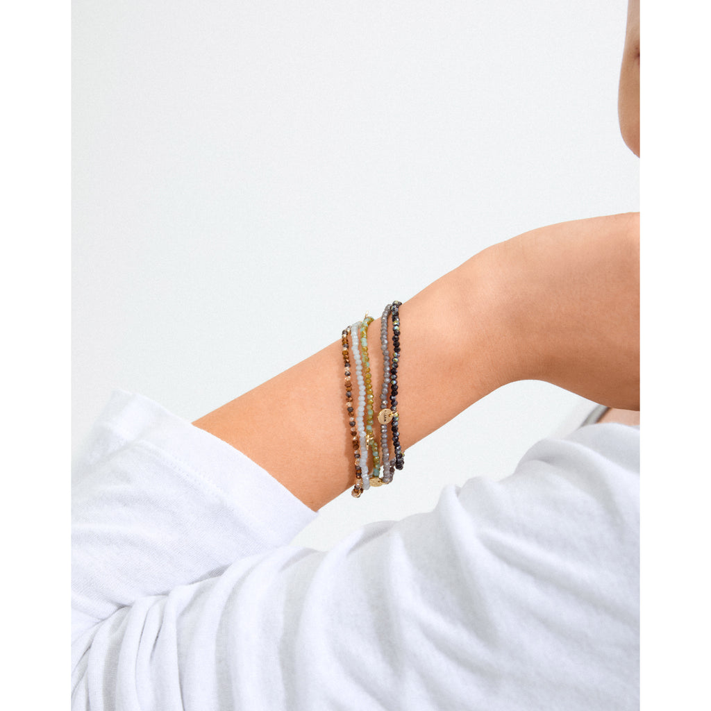 INDIE bracelet green, gold-plated