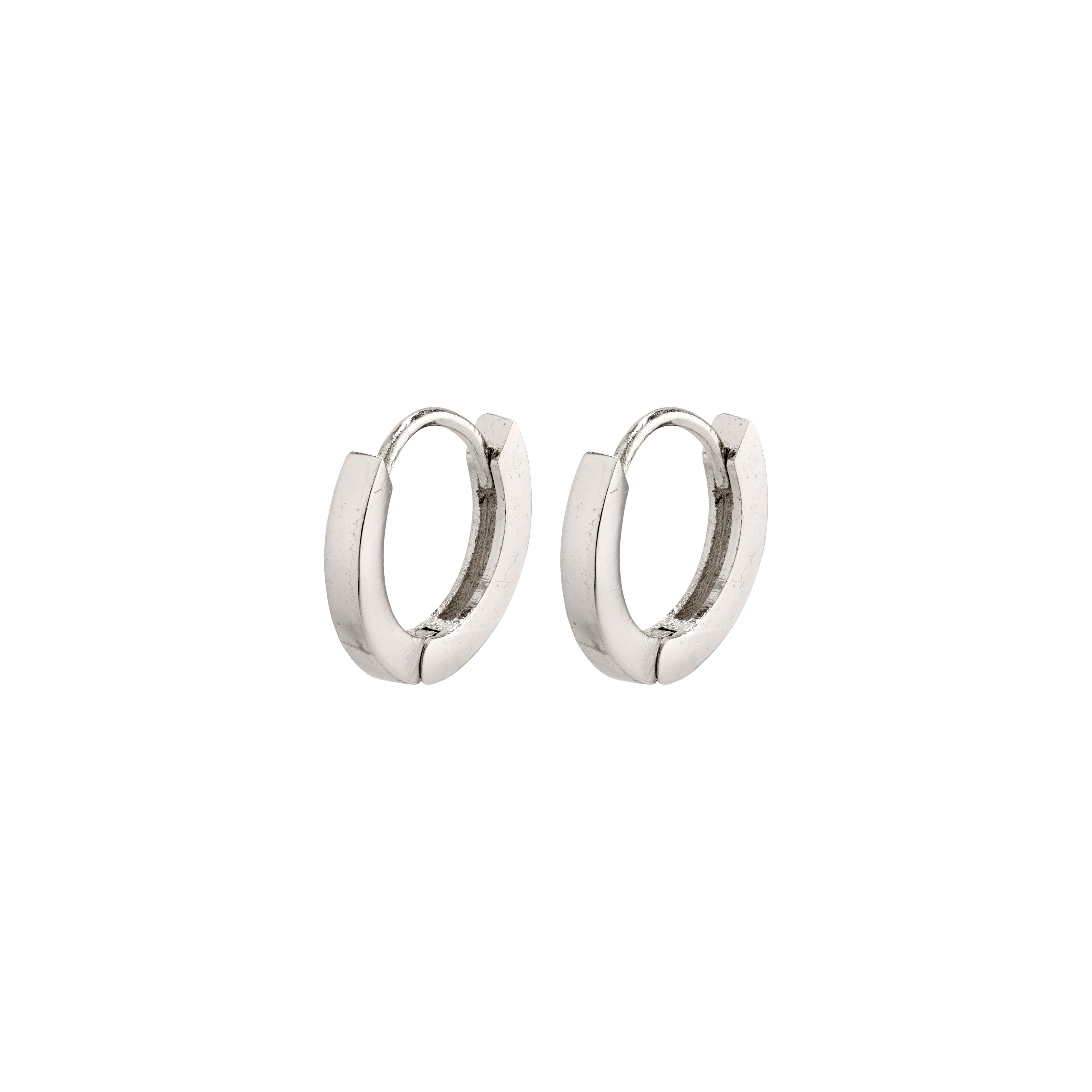 ARNELLE silver-plated huggie hoop earrings with a polished finish, showcasing elegant and timeless design, perfect for style-conscious individuals.