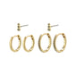 MARINE hoop and crystal earrings 3-in-1 set gold-plated