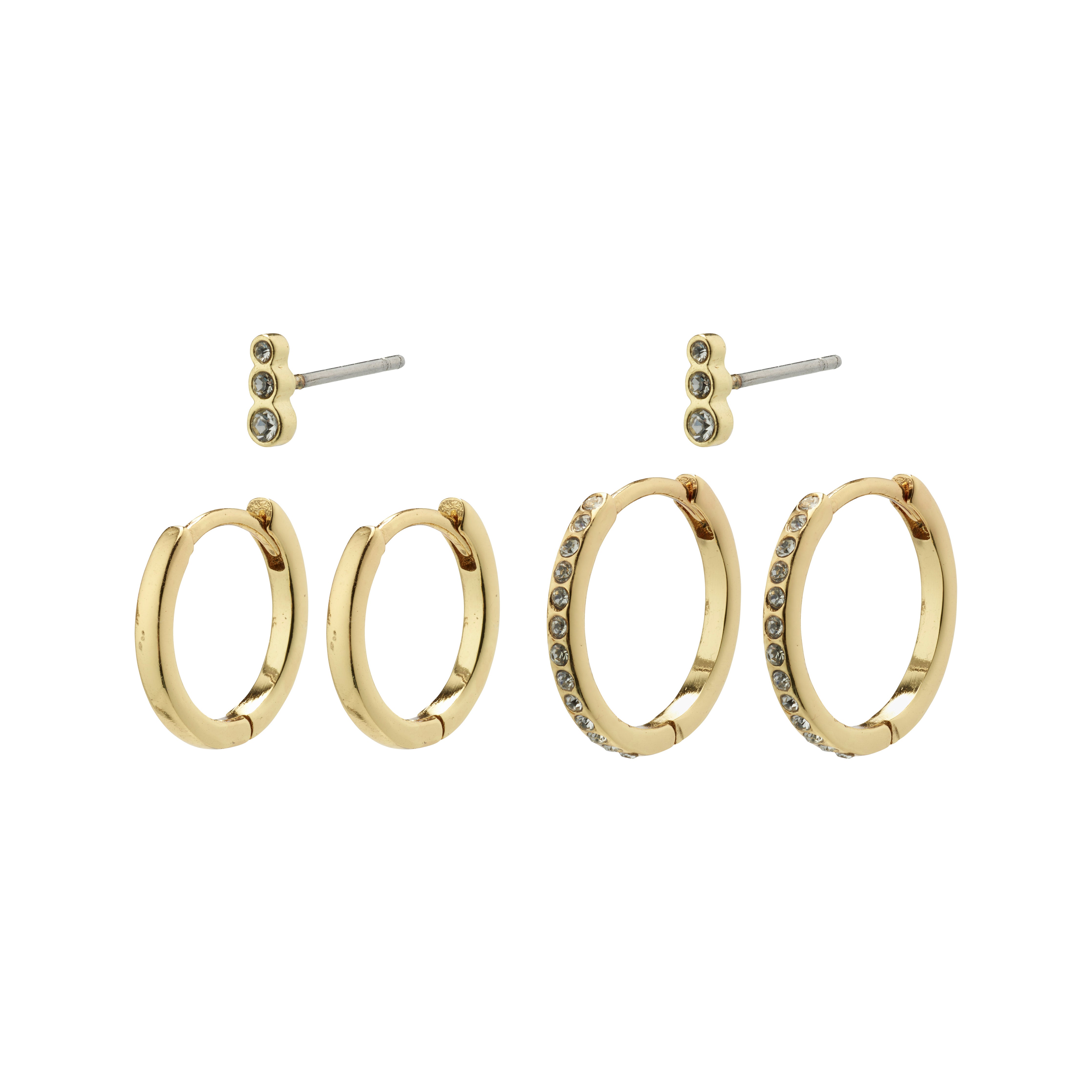 Gold-plated Marine hoop and crystal earrings 3-in-1 set featuring classic shapes with Preciosa crystals for a glam look.