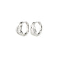PIA organic shape crystal hoop earrings, silver-plated, featuring a minimalistic design with Preciosa crystals for a handcrafted, nature-inspired look.