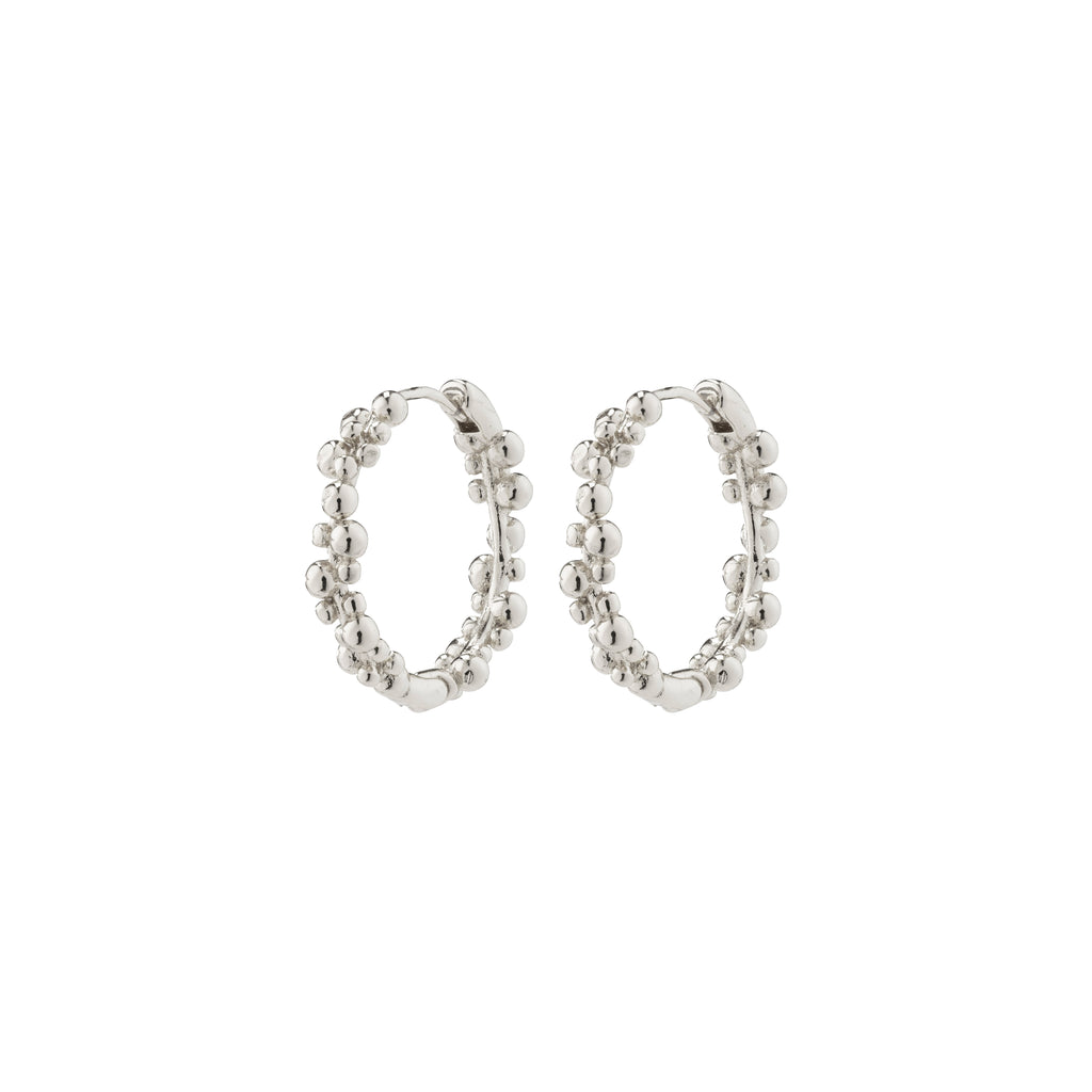 SOLIDARITY medium bubbles hoops, silver-plated earrings with asymmetric bubble shapes, offering a playful and dynamic silhouette, crafted from 99% recycled materials.