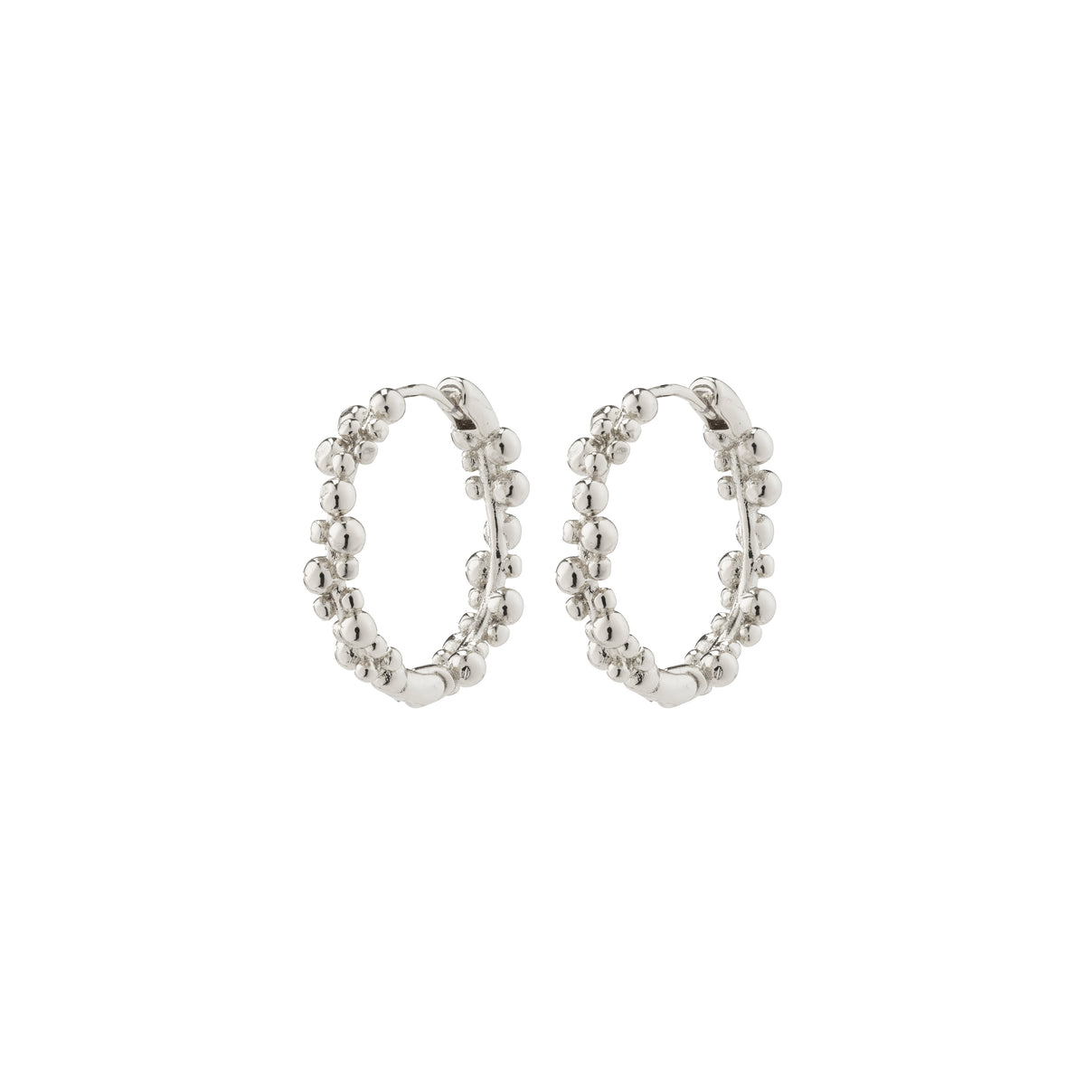 SOLIDARITY medium bubbles hoops, silver-plated earrings with asymmetric bubble shapes, offering a playful and dynamic silhouette, crafted from 99% recycled materials.
