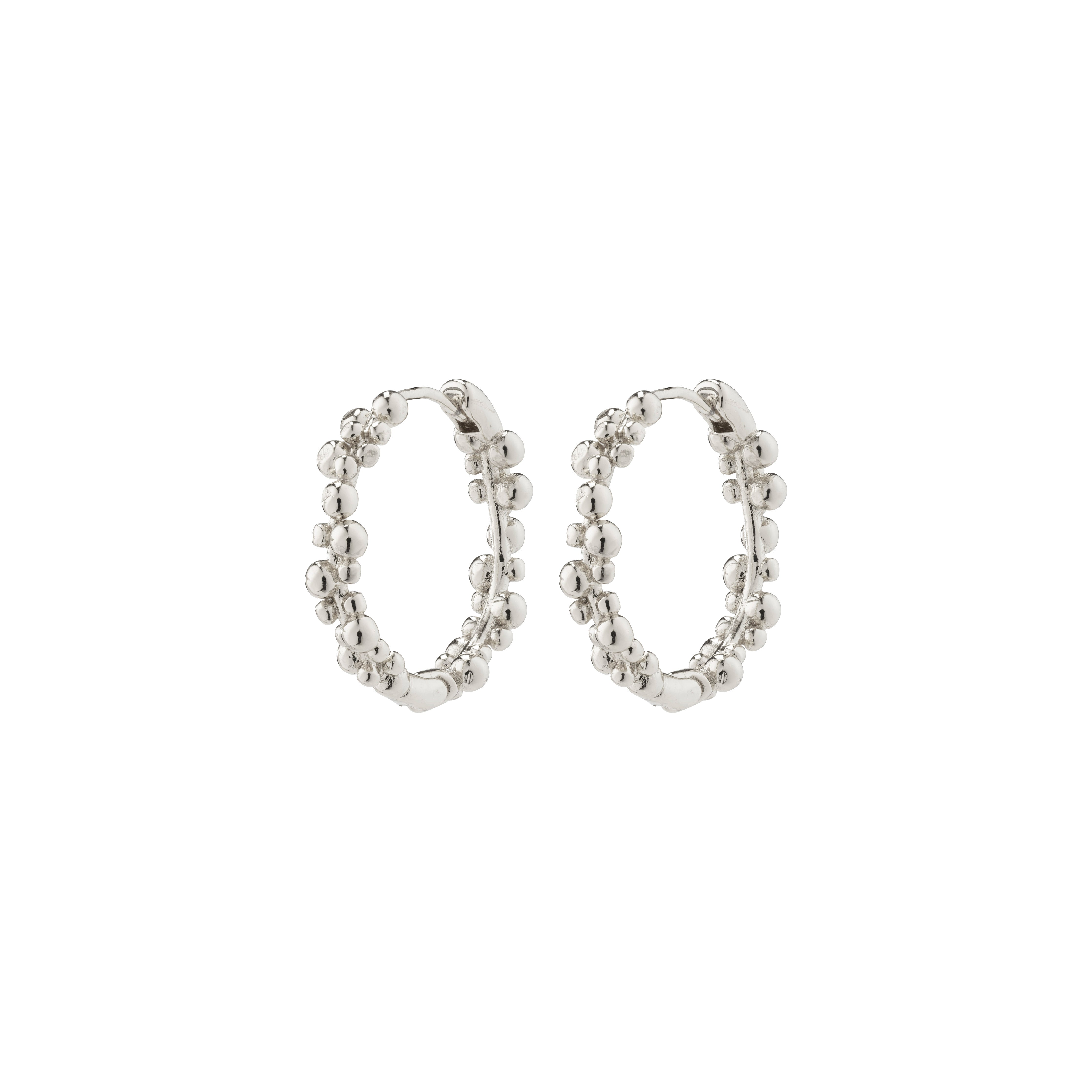 SOLIDARITY medium bubbles hoops, silver-plated earrings with asymmetric bubble shapes, offering a playful and dynamic silhouette, crafted from 99% recycled materials.