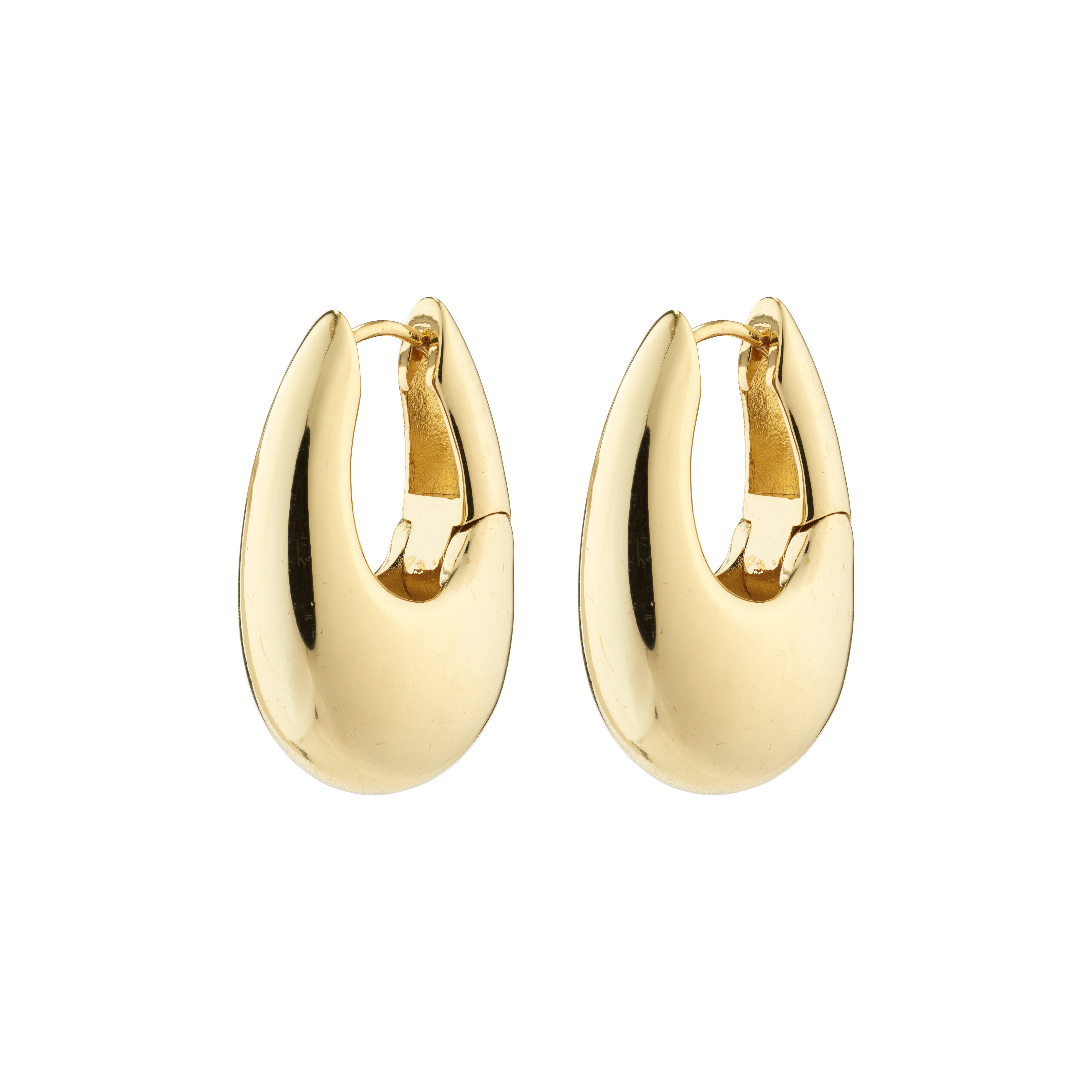 AUTUMN chunky retro hoop earrings, gold-plated with a teardrop design, showcasing a robust, chunky look, perfect for adding character to any outfit.