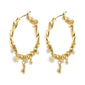 ANA pearl & crystal hoops gold-plated