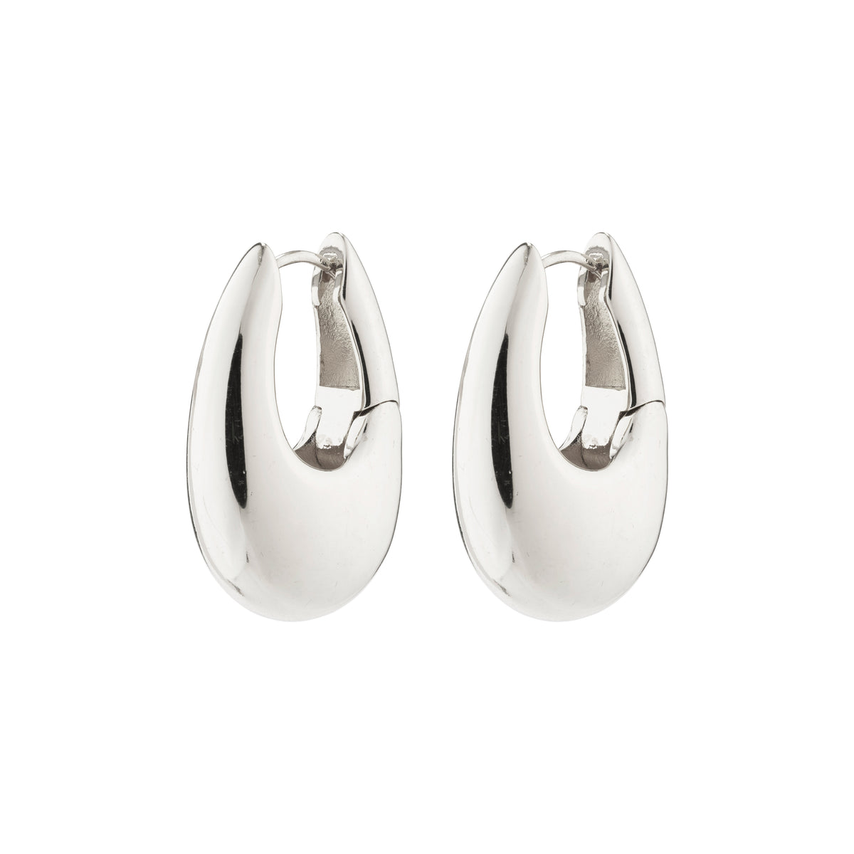 AUTUMN chunky retro hoop earrings, silver-plated with teardrop design, robust and stylish for a vintage-inspired look. Perfect for adding character to any outfit.
