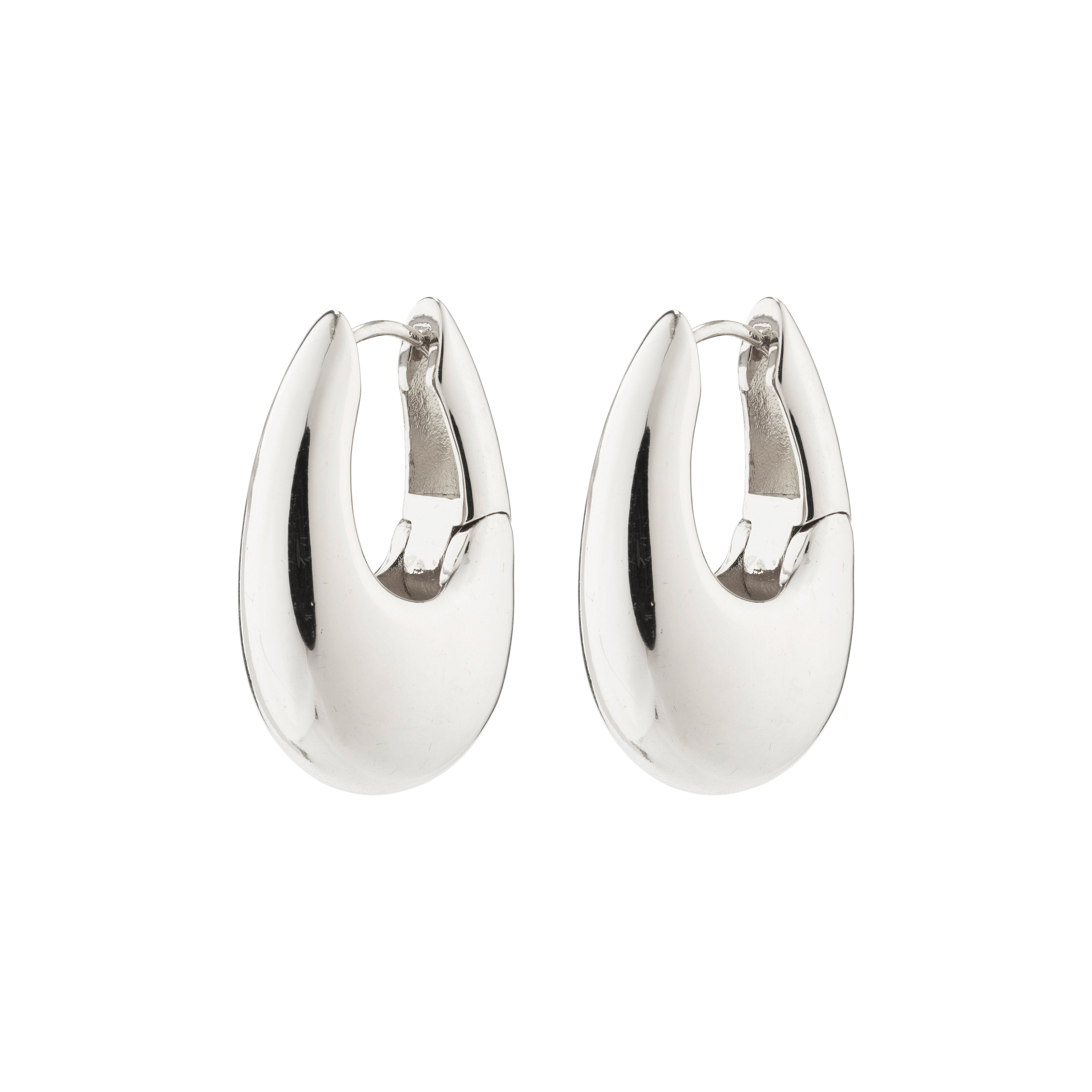 AUTUMN chunky retro hoop earrings, silver-plated with teardrop design, robust and stylish for a vintage-inspired look. Perfect for adding character to any outfit.