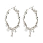 ANA pearl & crystal hoops silver-plated