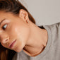 MATYLDA crystal hoop earrings gold-plated shown on a woman's ear, capturing the elegant design with sparkling Preciosa crystals, exemplifying Pilgrim's blend of timeless and trendy jewelry.