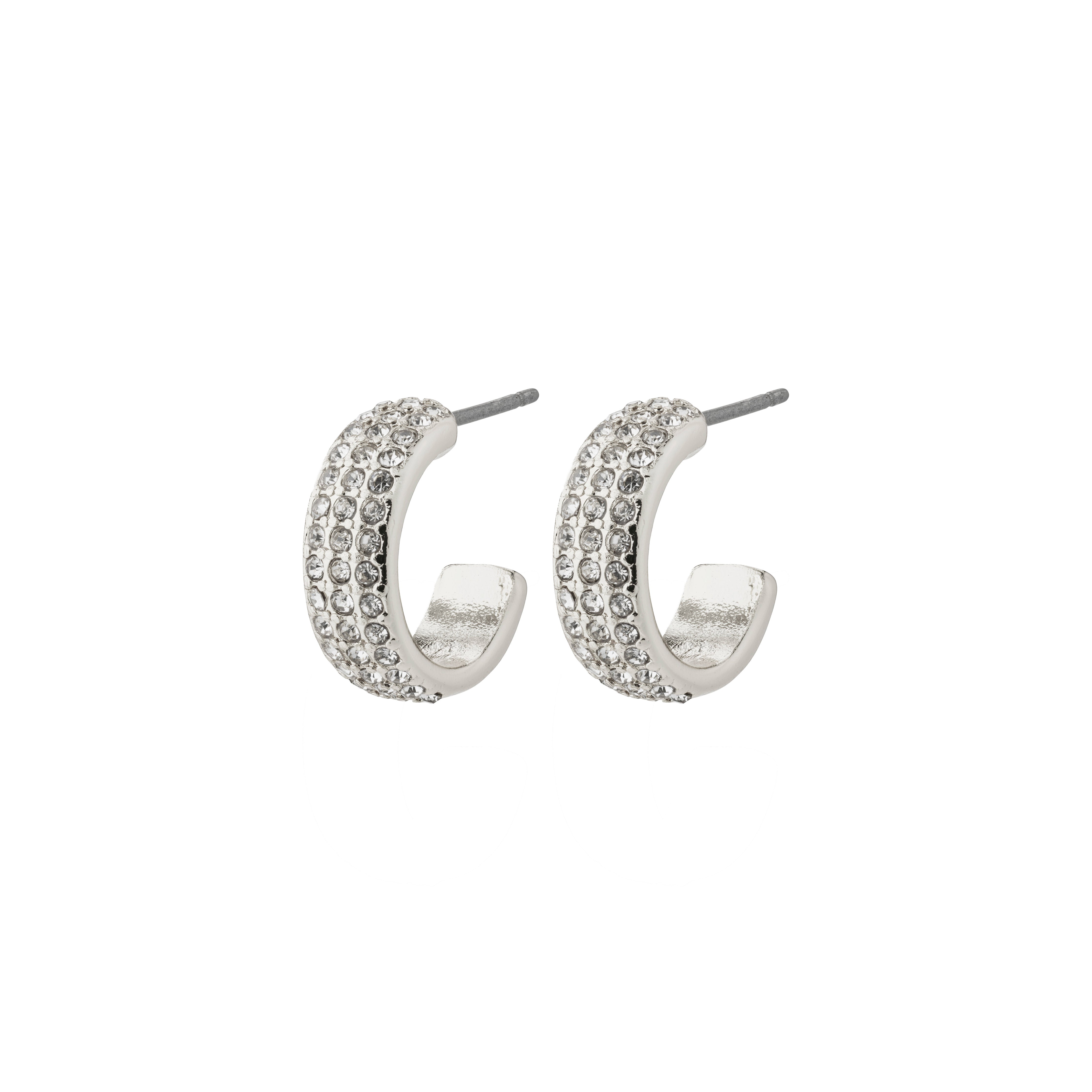 MATYLDA crystal hoop earrings, silver-plated, featuring a chunky silhouette with sparkling Preciosa crystals, perfect for adding everyday glamour.