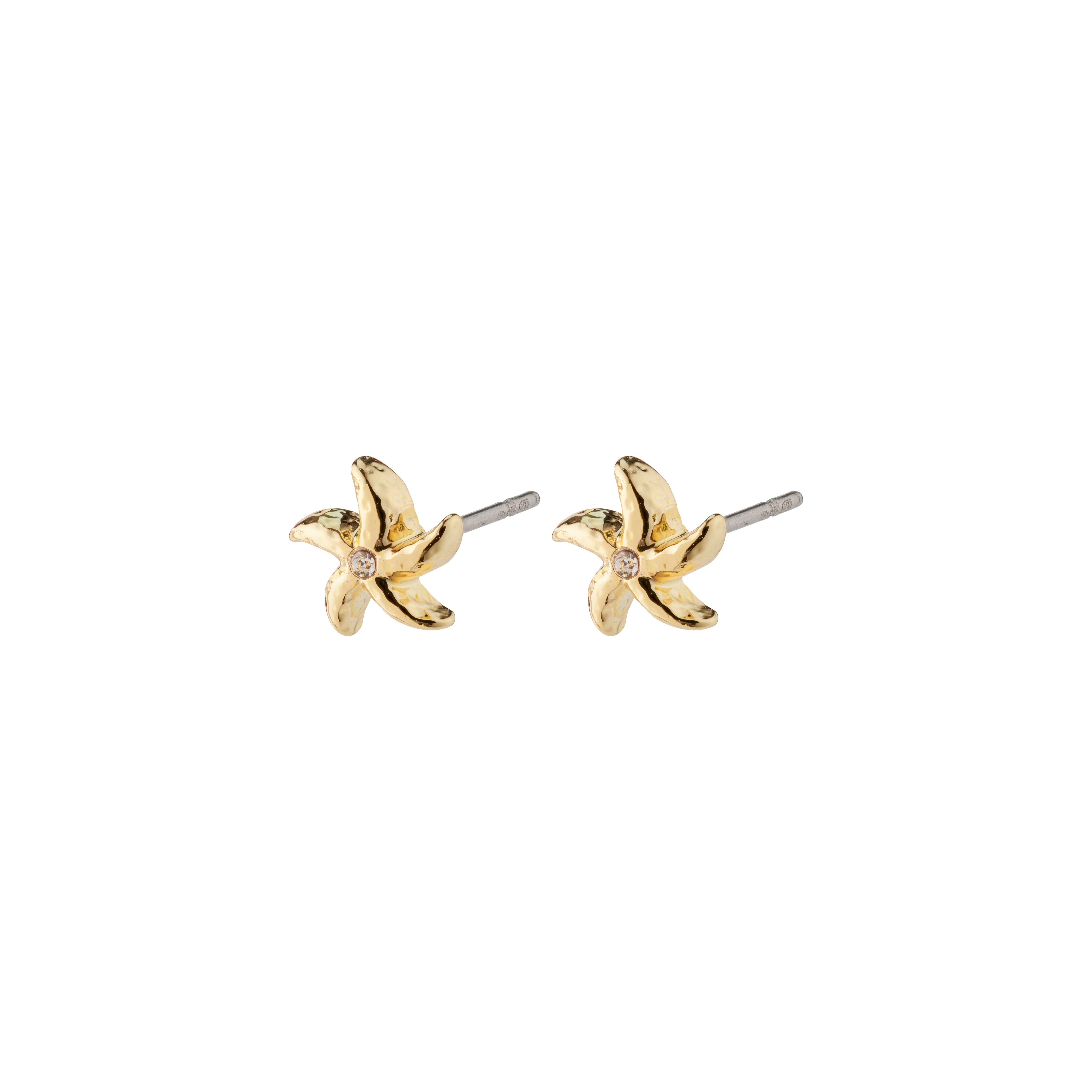 OAKLEY starfish earrings, gold-plated, featuring a delicate flower-like design inspired by ocean life, ideal for mix-and-match styling and everyday elegance.