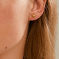 Close-up of an ear wearing OAKLEY starfish earrings, gold-plated, showcasing a tiny, elegant design perfect for mixing and matching in trendy, personalized ear curations.