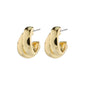 Gold-plated ORIT earrings featuring a chunky, curved silhouette and glossy surface, perfect for a trendy, finishing touch. Made from 98% recycled materials.