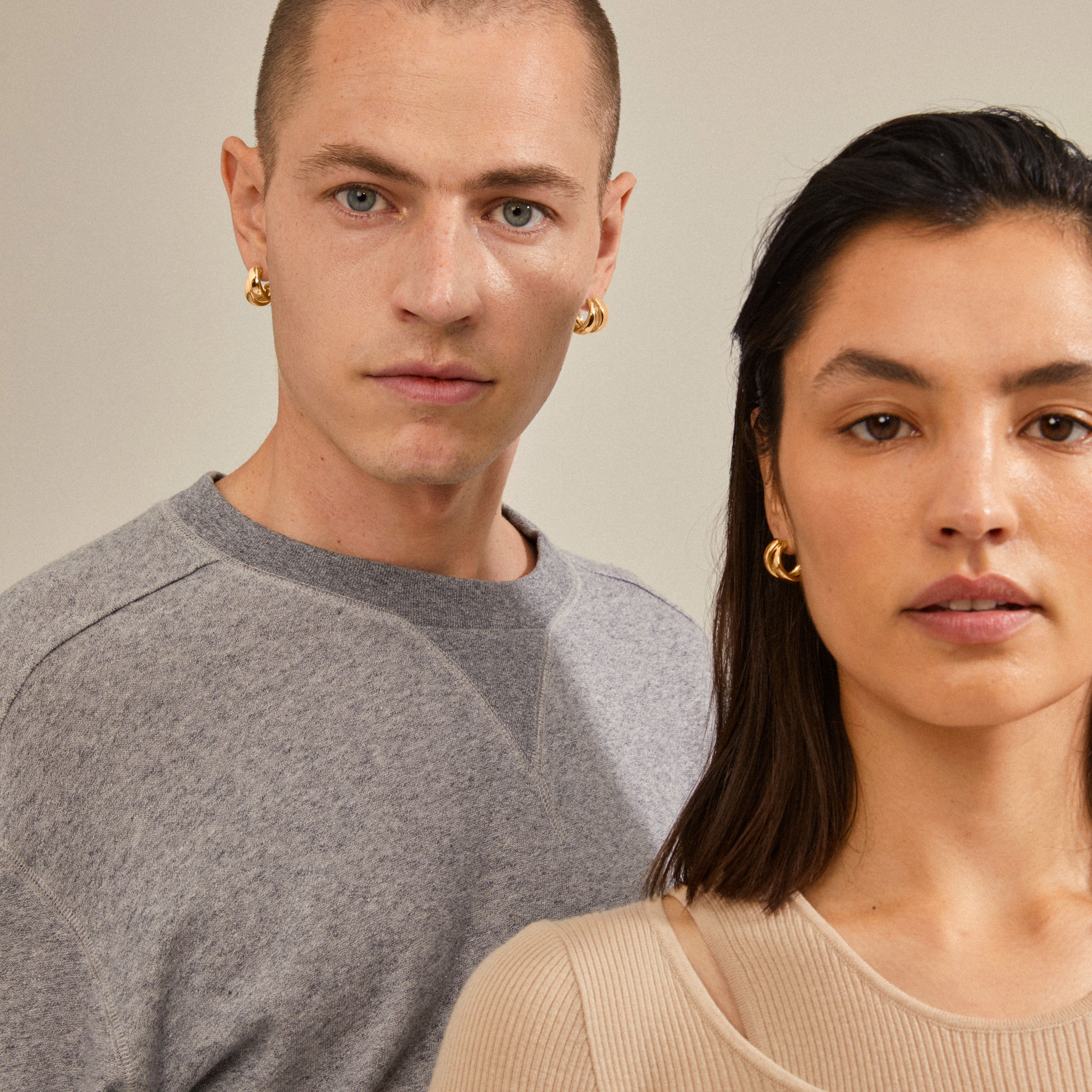 Gold-plated ORIT earrings feature a chunky, curved silhouette and wide design, offering a trendy, glossy look as a stylish, recycled accessory from Pilgrim.