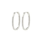 STAR hoops silver-plated earrings with a shiny finish, adorned with Preciosa crystals, featuring an easy click clasp design for stylish and eco-friendly wear.