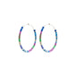 ALISON hoop earrings, blue/silver-plated, feature vibrant glass beads in blue and purple, embodying Pilgrim's Scandinavian-inspired, trendy design. Perfect for a summery, stylish look.