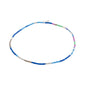 ALISON ankle chain blue, silver-plated, with colorful glass beads in silver, grey, and blue, embodying a boho look. Perfect for enhancing summer styles.