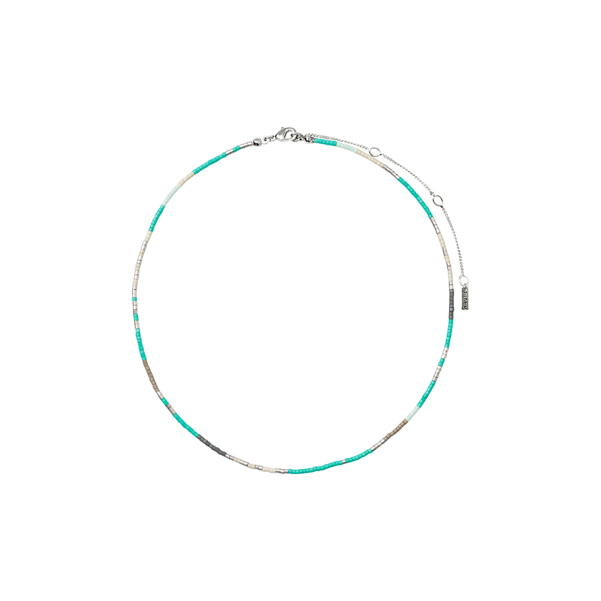 ALISON necklace mint, silver-plated, features turquoise beads for a boho-inspired look, ideal for layering and expressing a relaxed, festival-ready style.