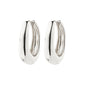 ASHER silver-plated chunky hoop earrings with an oval design and click clasp, showcasing Pilgrim's sustainable, stylish craftsmanship.