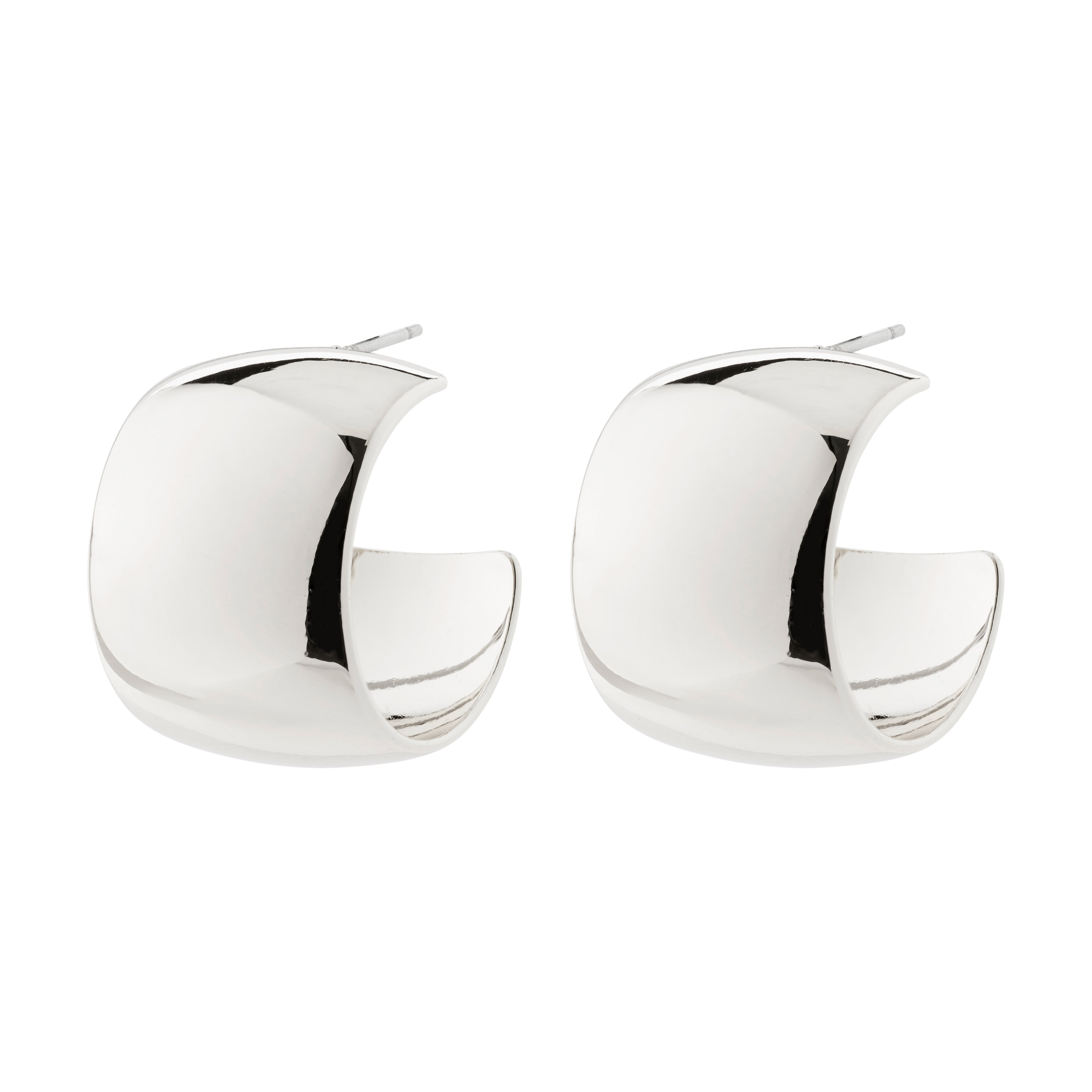 TALULLA silver-plated earrings, ultra-wide hoops with glossy shine, perfect for trendy styles. Made from 98% recycled material, reflecting Pilgrim's sustainable fashion.