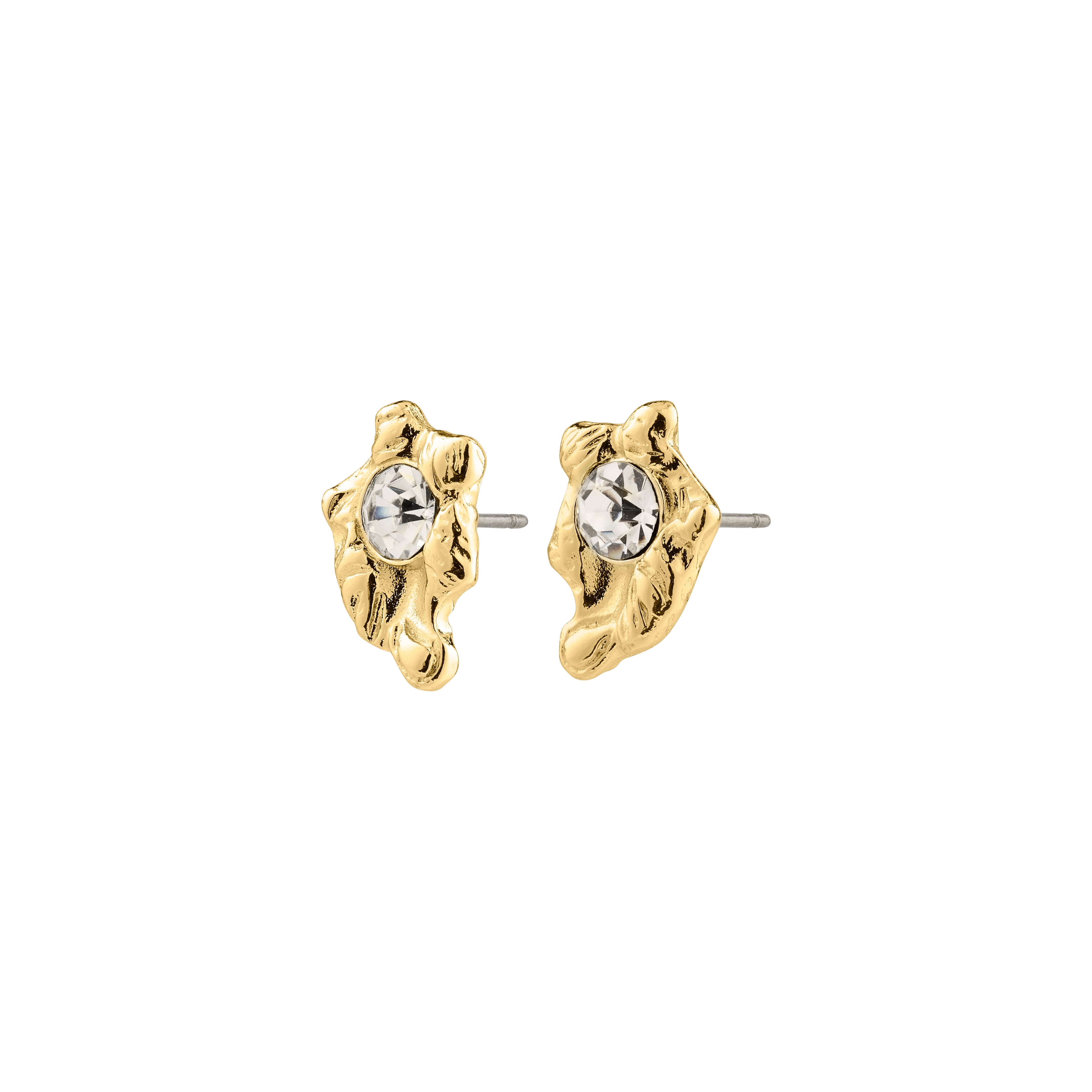 AIAS crystal earrings gold-plated, featuring organic design and sparkling Preciosa crystals, crafted from 91% recycled material, perfect for adding elegance to everyday wear.