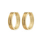 BENNETT gold-plated hoop earrings by Pilgrim, showcasing wide, classic design with Scandi coolness and easy click clasp, crafted from 99% recycled materials.