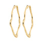 Gold-plated DYLAN earrings with organic, irregular oval hoops and glossy finish, featuring easy click clasps for a chic, sustainable style from Pilgrim's IMAGINATION collection.