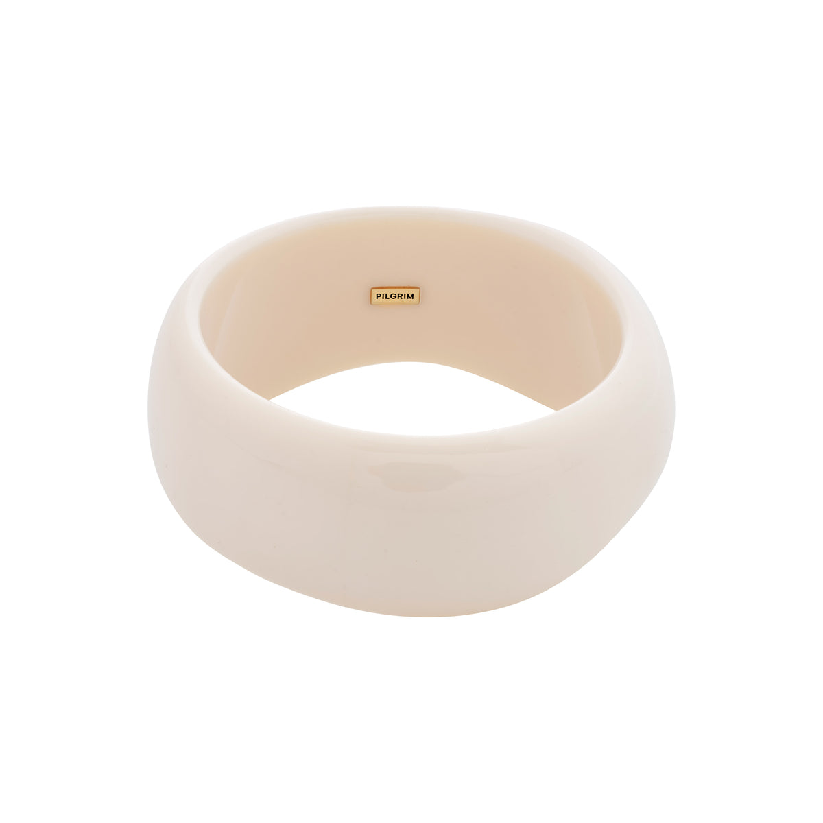 AASE maxi bangle beige, a white bracelet with a gold center, crafted from recycled acrylic, perfect for a chic, minimalist summer style.