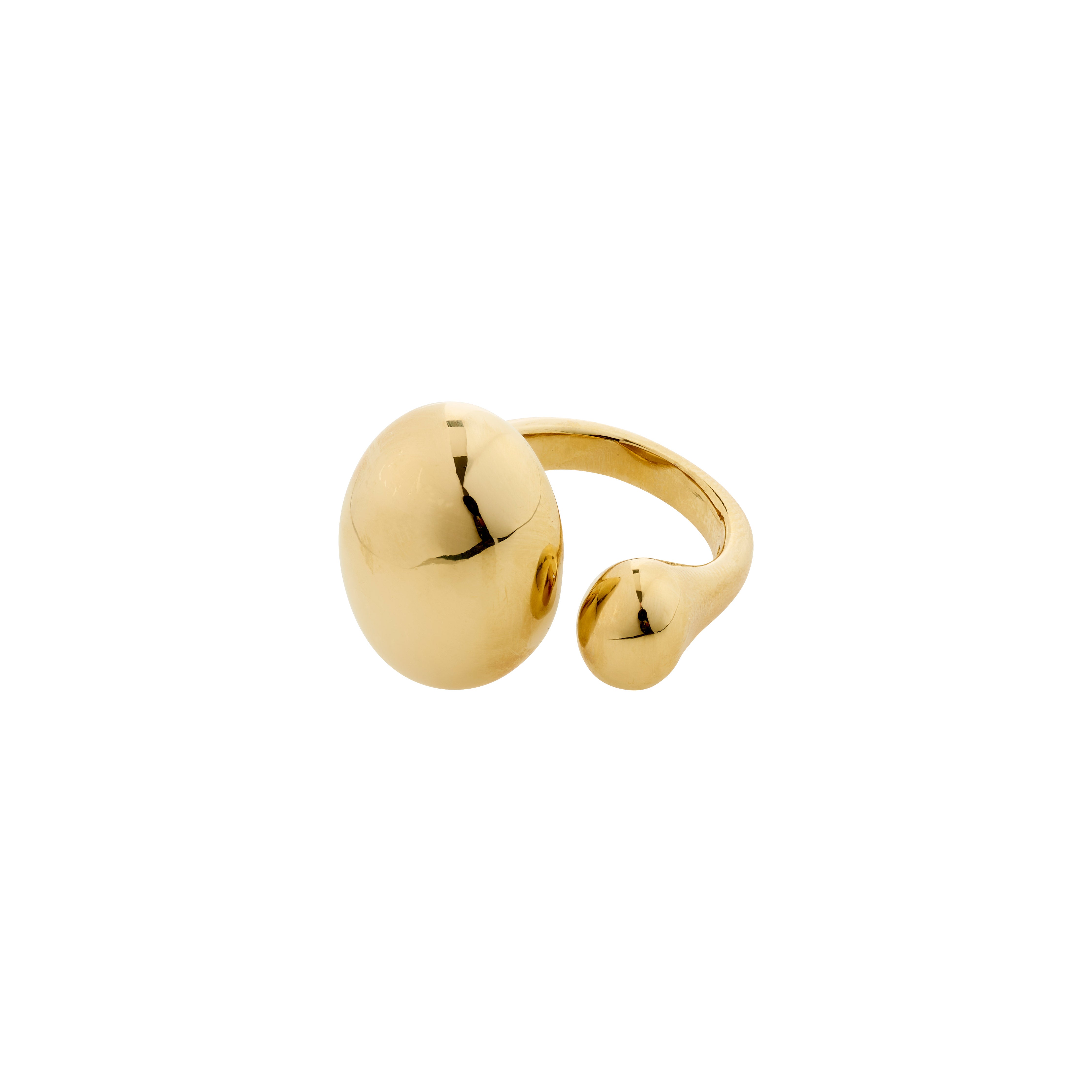 ALVIN ring gold-plated with a chunky bubble dome design, featuring a glossy finish and adjustable fit for a sleek Scandinavian style.