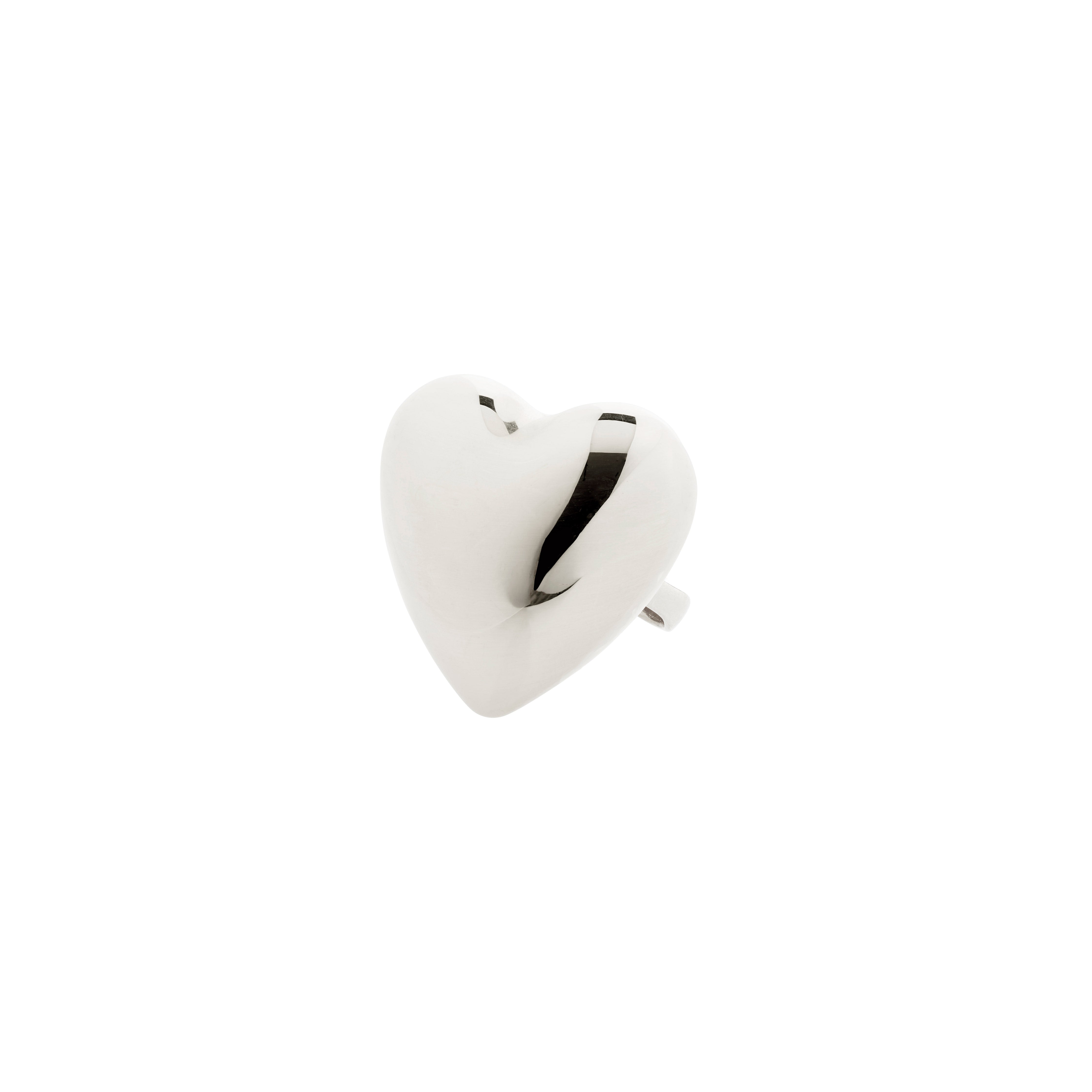 Silver-plated ANNEMETTE ring with a bold heart design, showcasing a chunky, romantic flair. Ideal for a trendy, statement-making accessory.