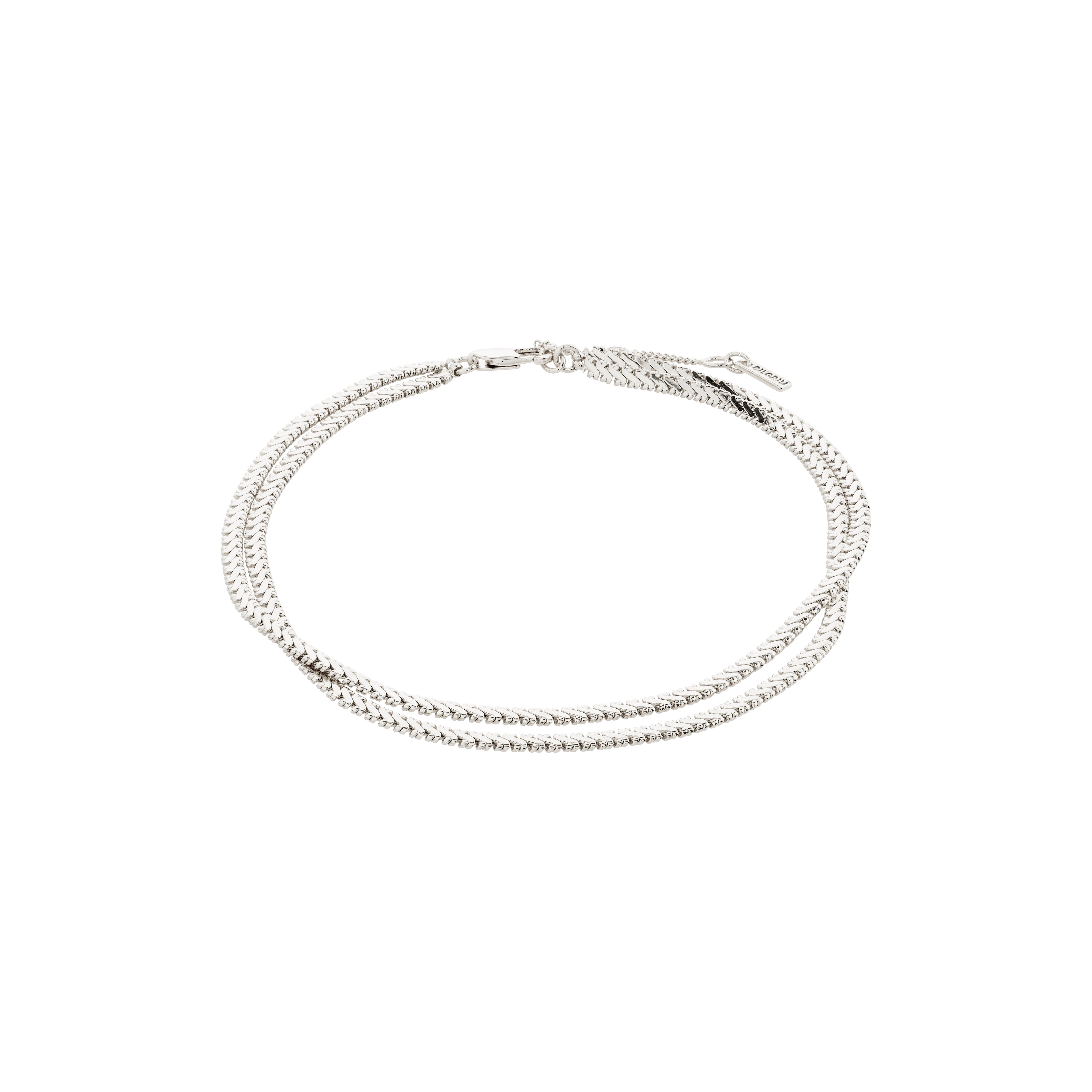 JELONA ankle chain silver-plated, featuring layered flat snake chains, elegantly catches light for a chic summer vibe, perfect for enhancing sun-kissed ankles.